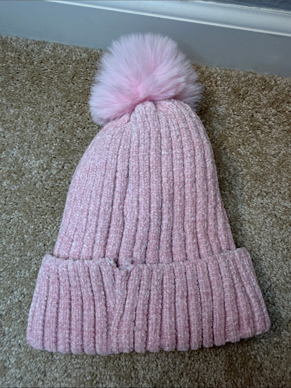 Pink Pearl-Embellished Knit Pom Beanie - Picture 3 of 6